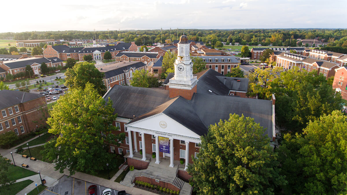 Aerial view of Derryberry Hall