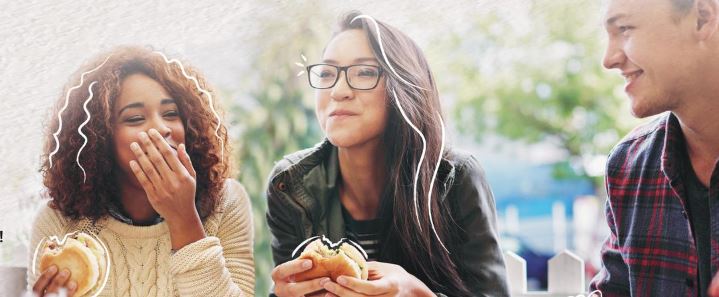 students eating