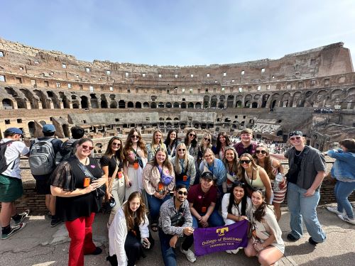 Students outside the Collosseum 