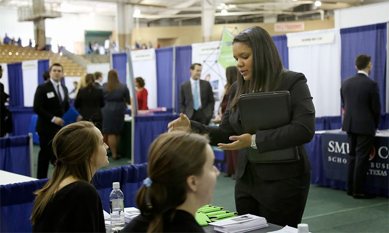 student at career fair