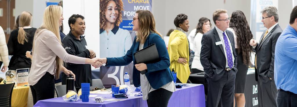 Students attending a career fair