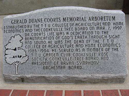 Coorts Arboretum Plaque