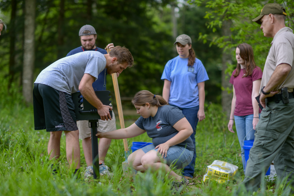 Students work on a project at Cummins Falls State Park