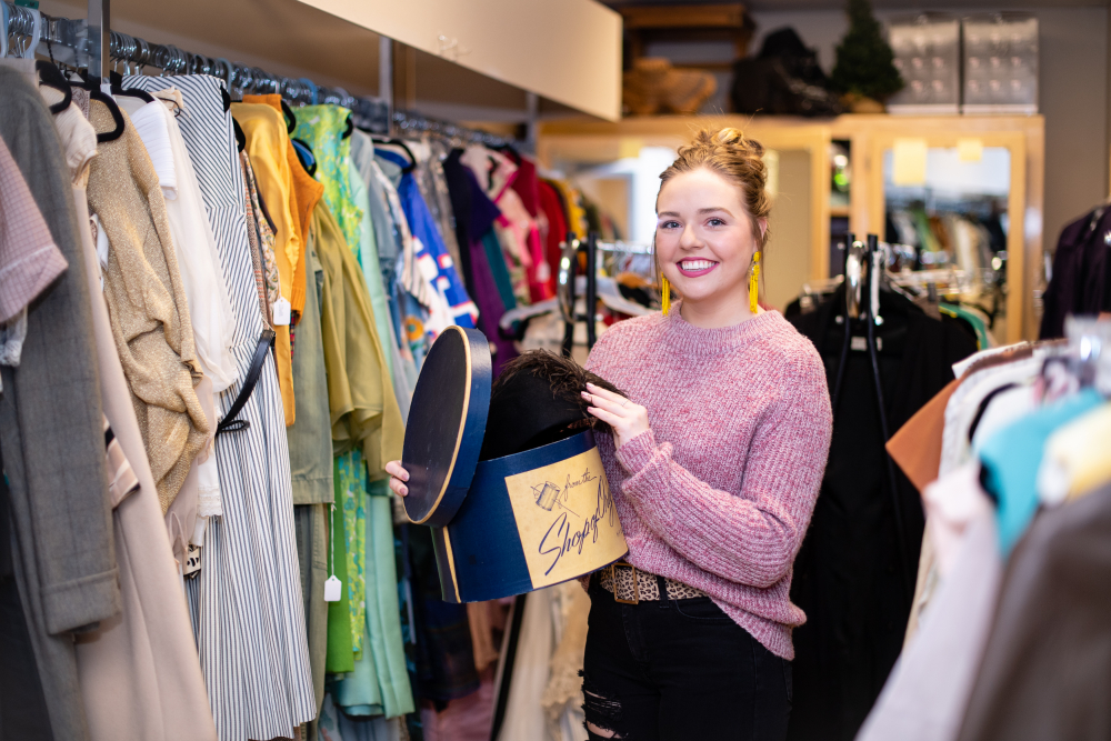 Student in Historic Clothing Closet