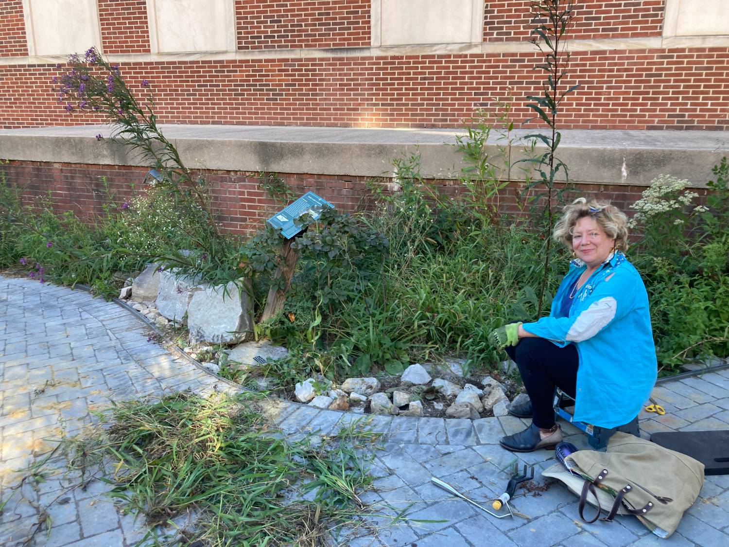 Volunteer working on the Native Plant Garden.