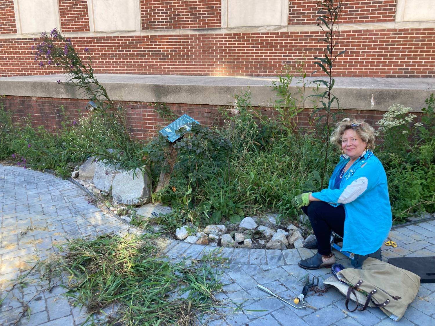 Volunteer working on the Native Plant Garden.