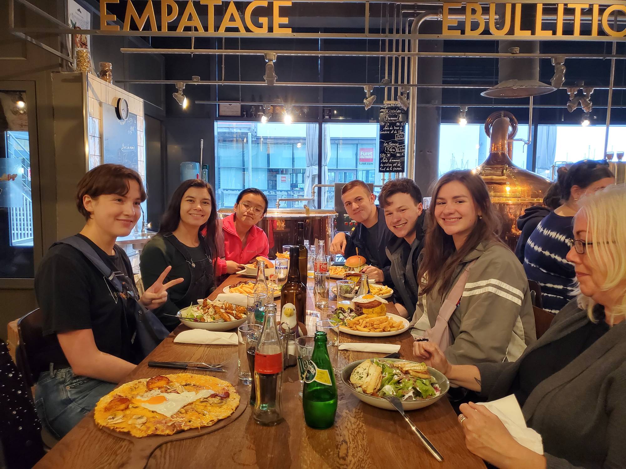 students eating together at a restaurant