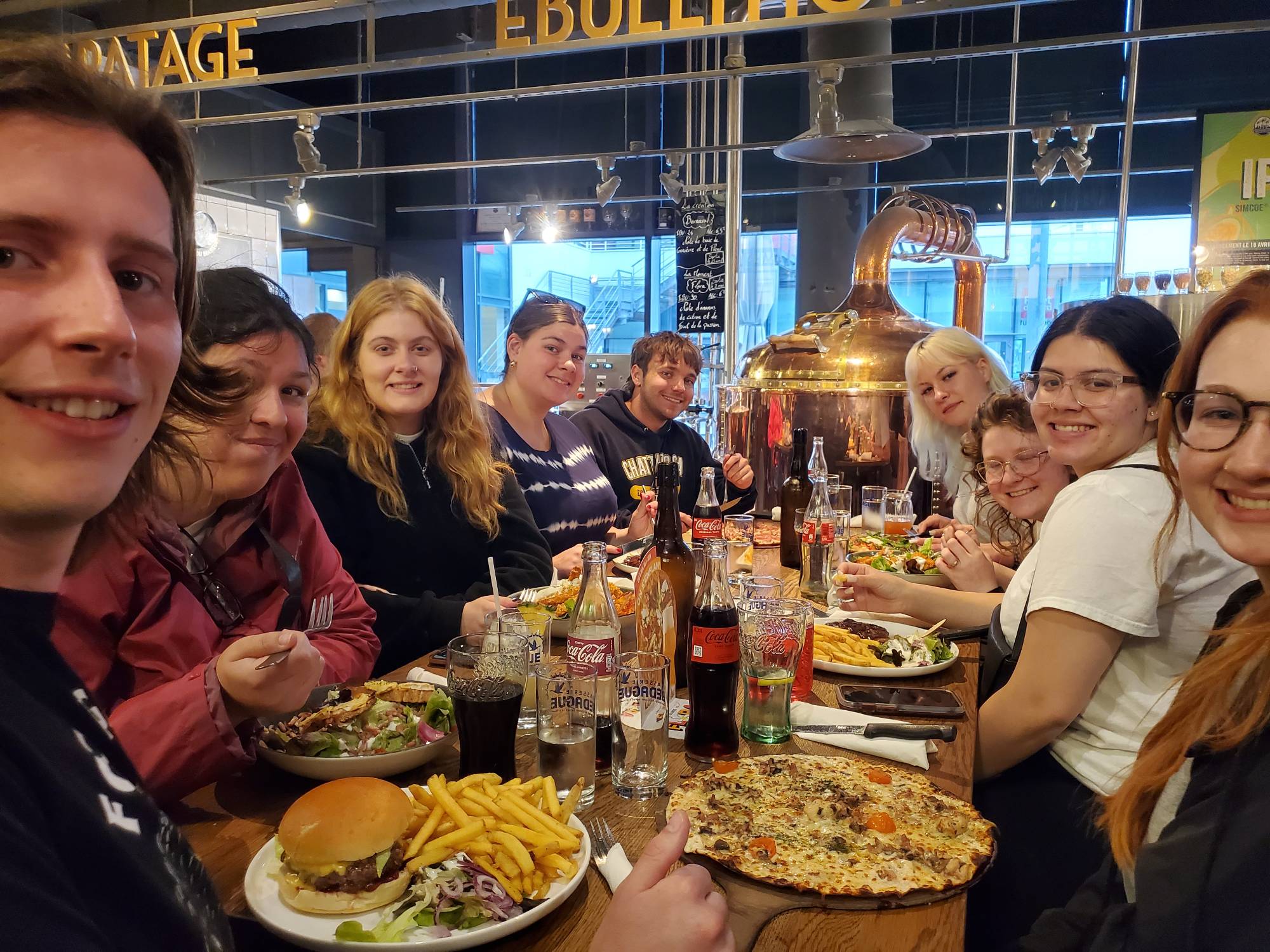 students eating together at a restaurant
