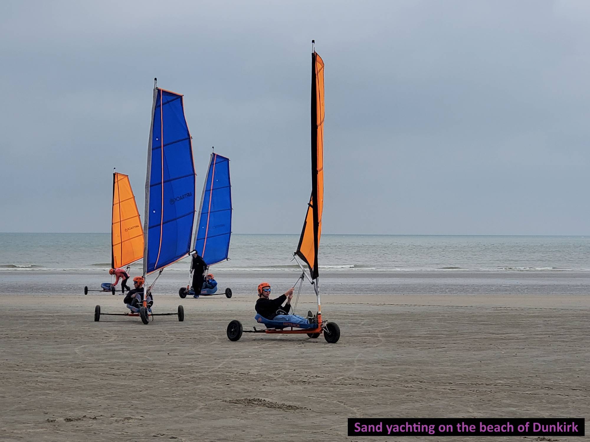 Sand yachting on the beach of Dunkirk