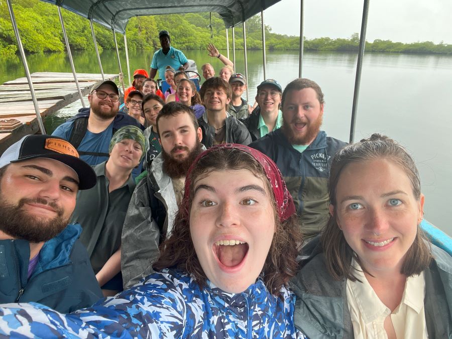 Students on a boat in Panama