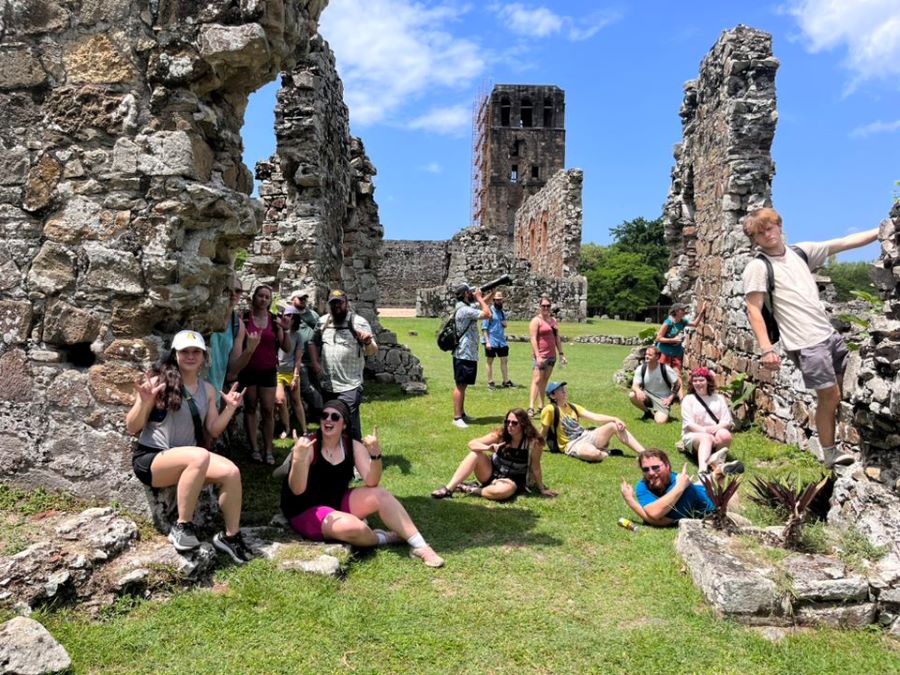 Student among ruins in Panama