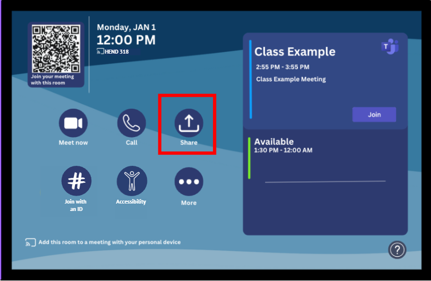 Share Button on Kiosk Screen