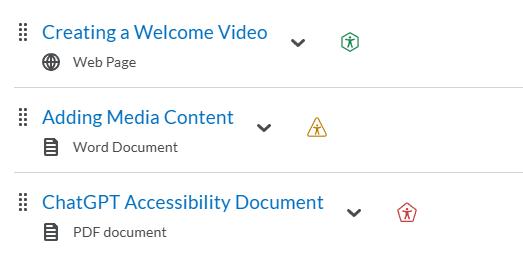 image of accessibility gauges within D2L course