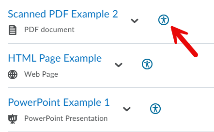 Blue accessibility gauge for students in D2L. 