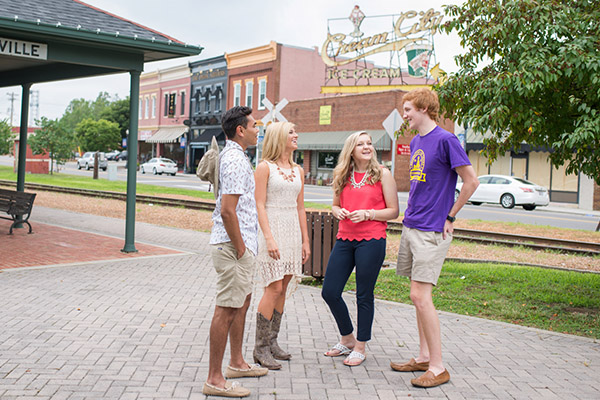 students talking