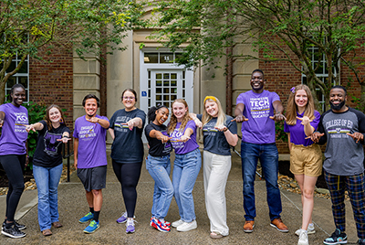 Students celebrate at TJ Farr Building