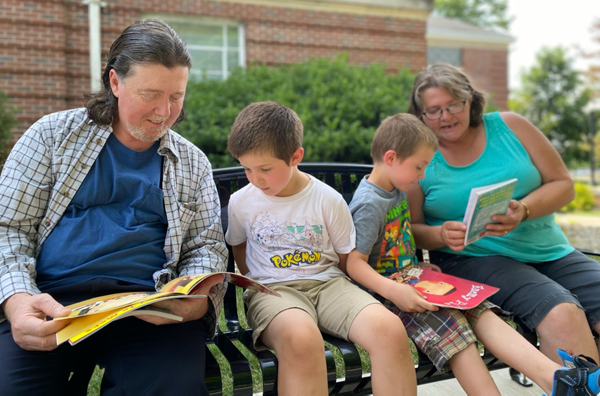 Enjoying some quiet time and reading.