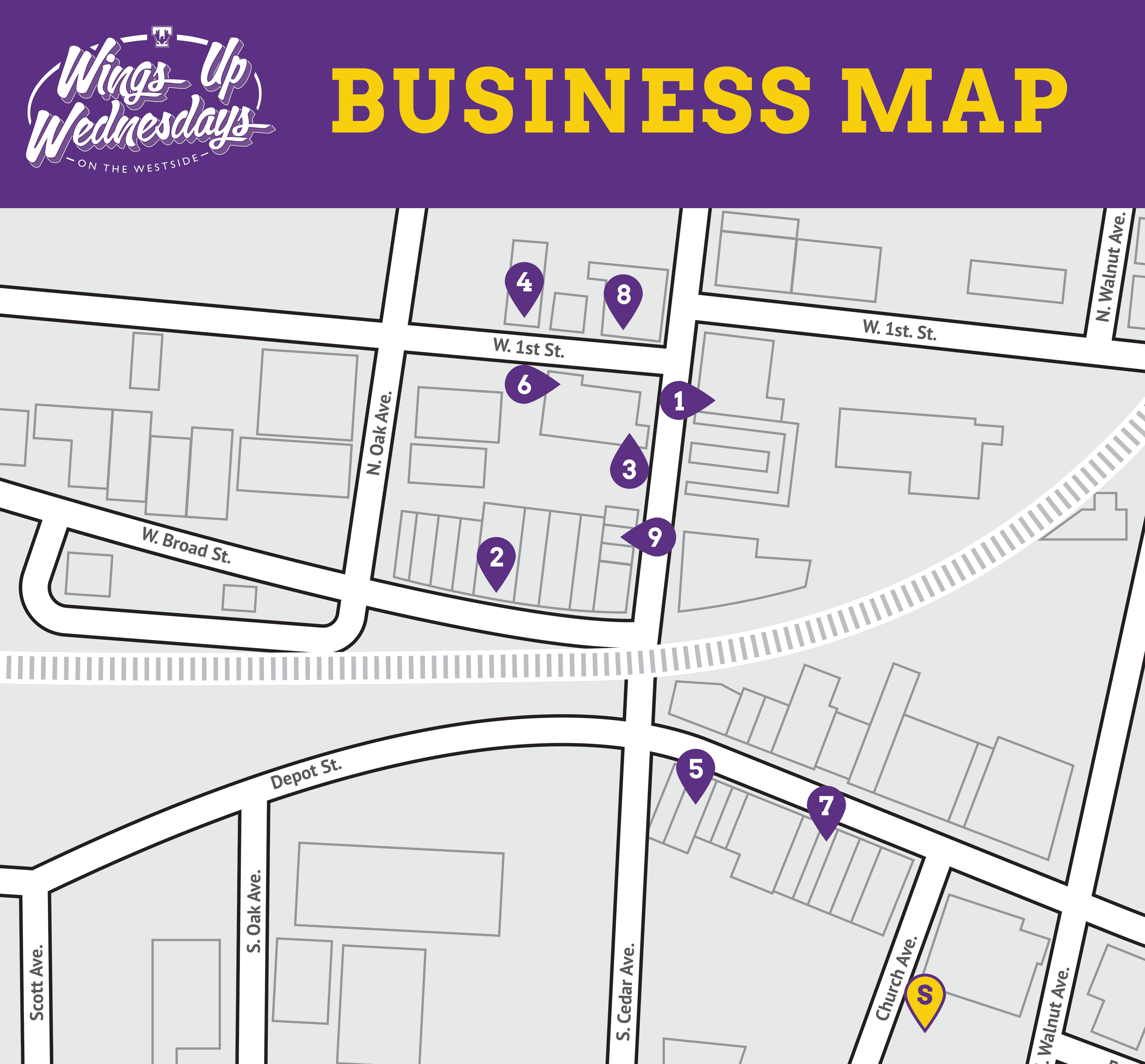 Wings Up Wednesdays on the Westside Business Map