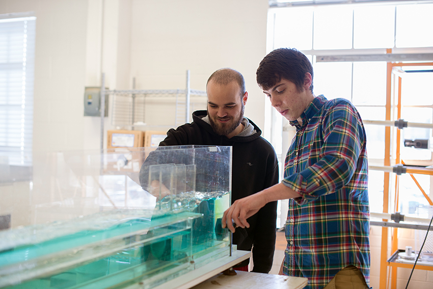 Student checking water quality