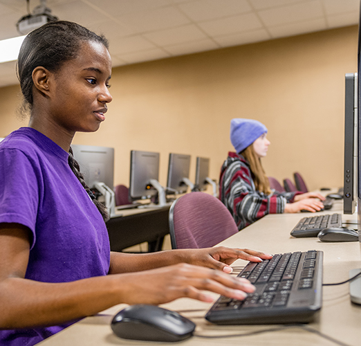 Student in computer lab