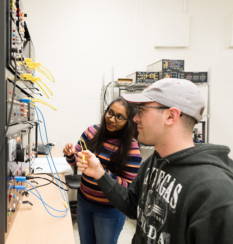 Students working in the electrical lab