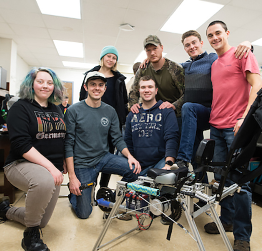 Senior Design team with their robot