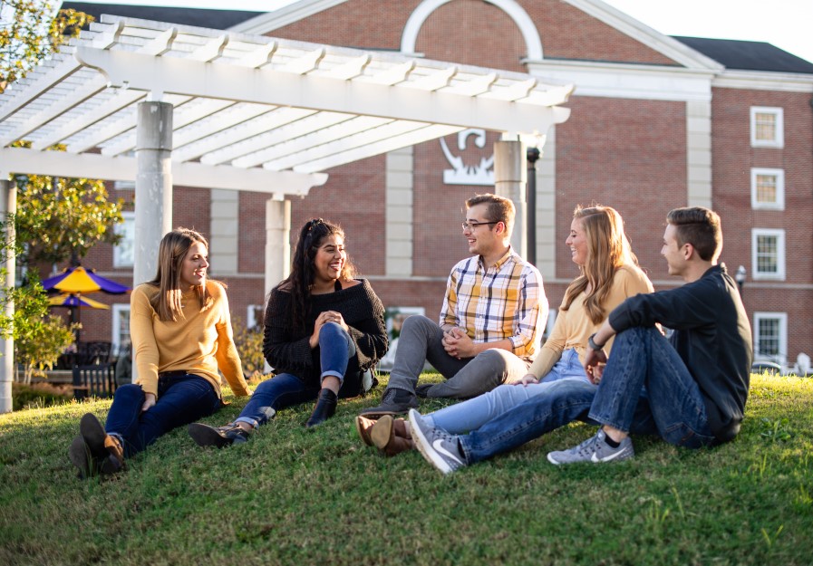 Students sitting outside