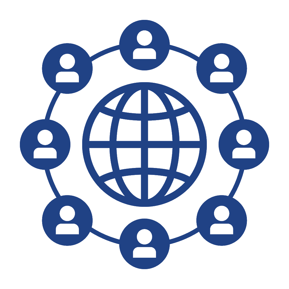 networking icon - people around globe