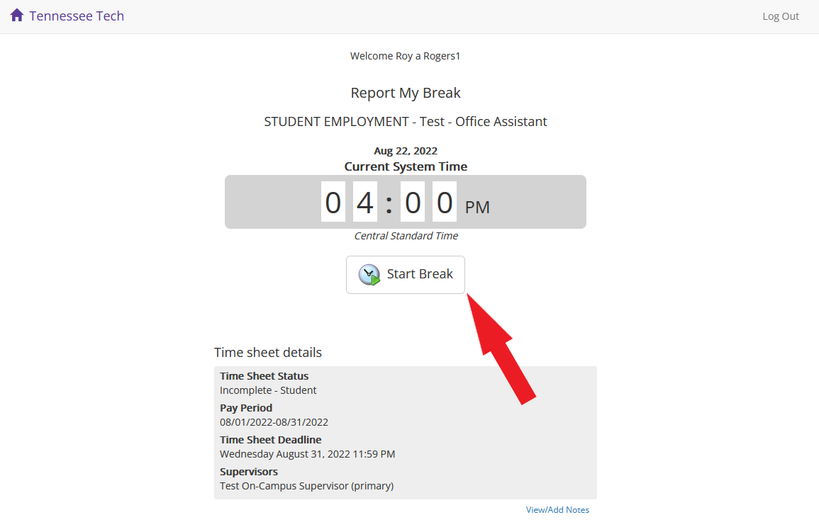 timesheet start break