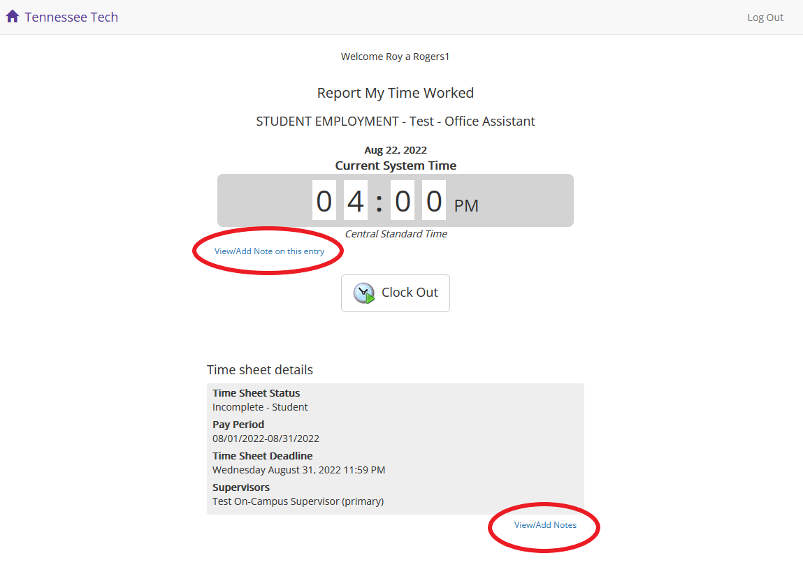 timesheet add notes