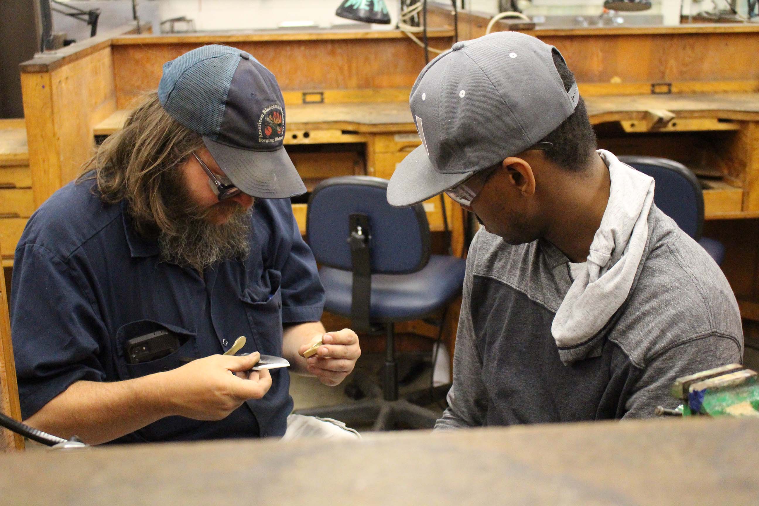 Instructor and student working together