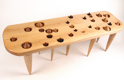 wooden table with spikes