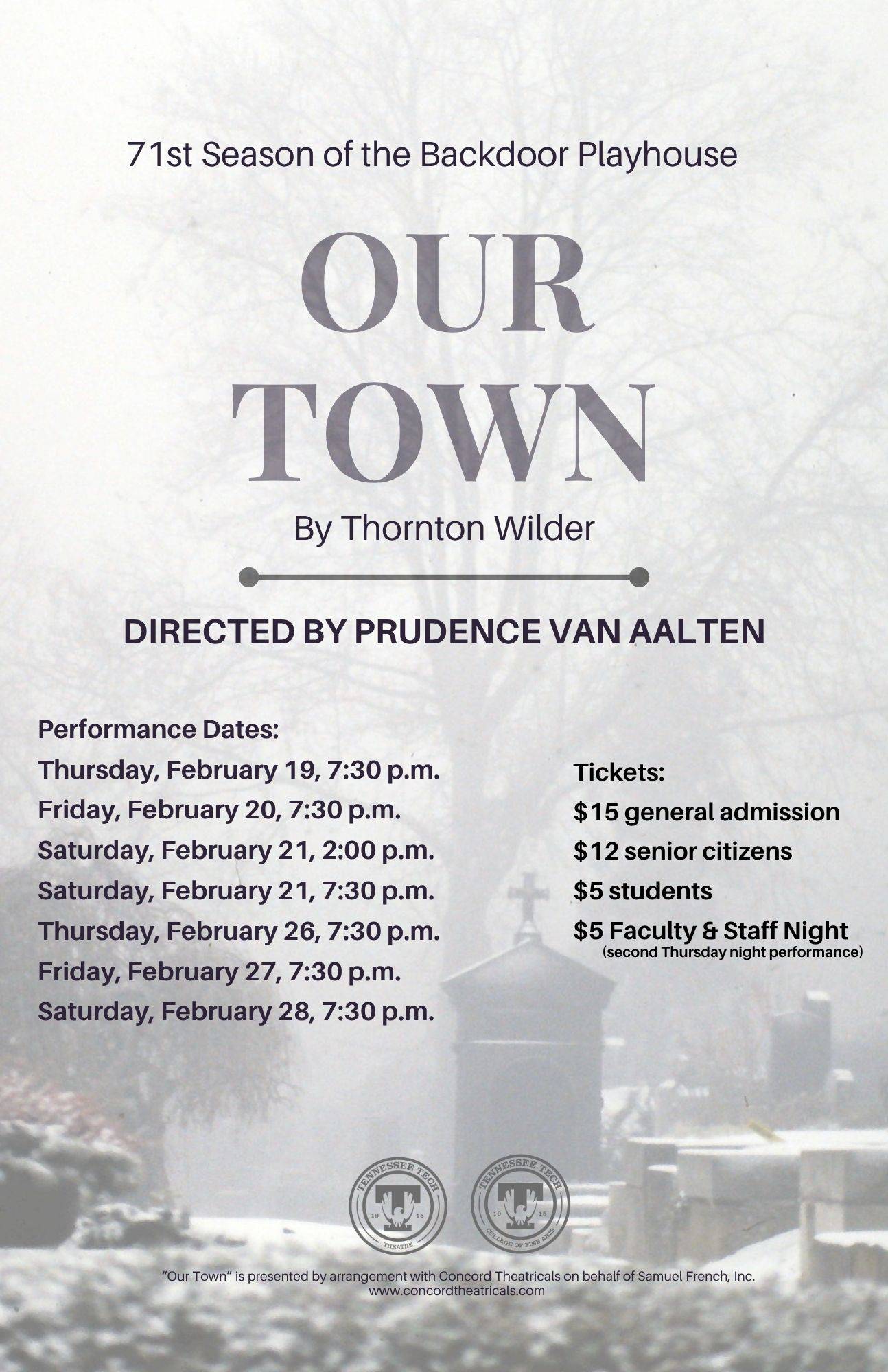 Our Town, a play by Thornton Wilder, Directed by Prudence van Aalten, Date of performance February 2026