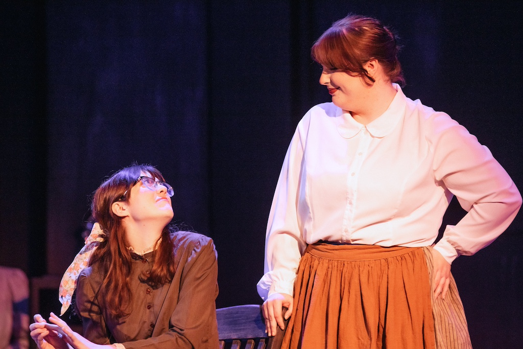 Rebecca Gibbs and Mrs. Gibbs of Our Town on stage at the Backdoor Playhouse 