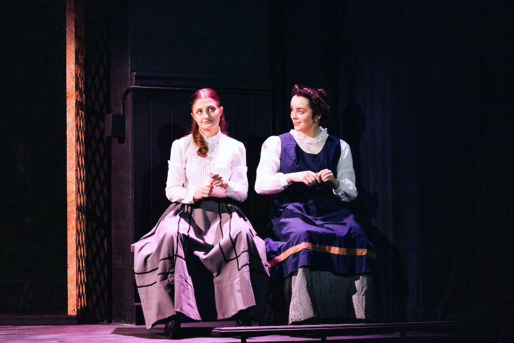 Emily Webb and Mrs. Webb of Our Town on stage at the Backdoor Playhouse 