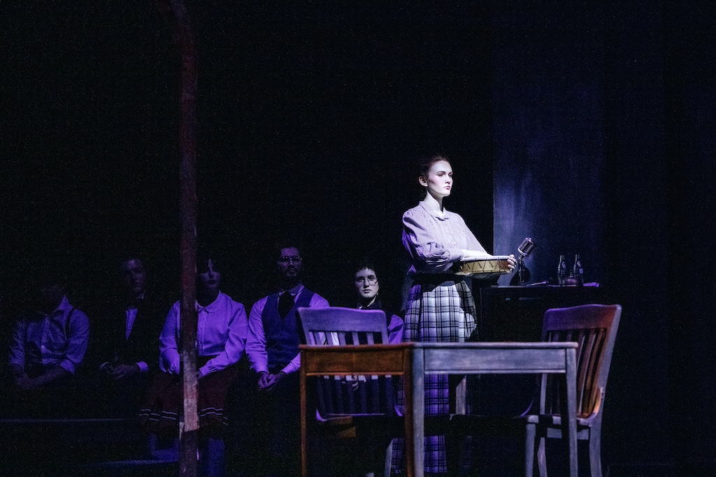 Sound Foley and Townsperson of Our Town on stage at the Backdoor Playhouse 