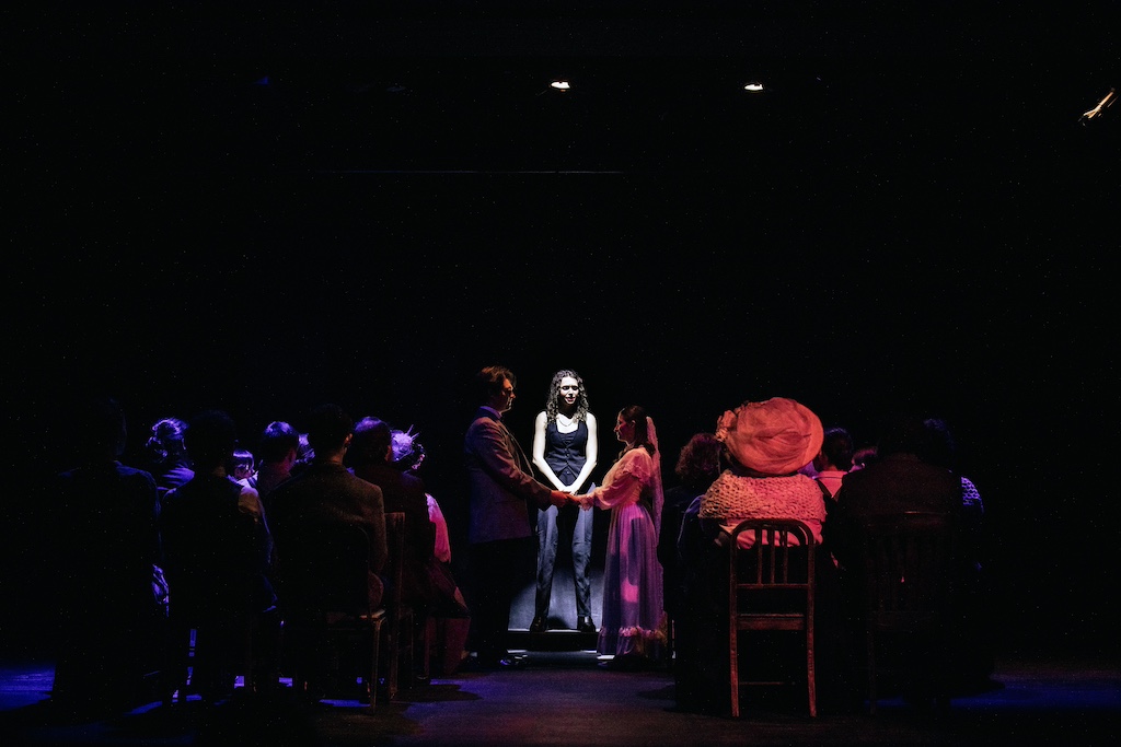 Wedding of George Gibbs and Emily Webb, Our Town on stage at the Backdoor Playhouse 