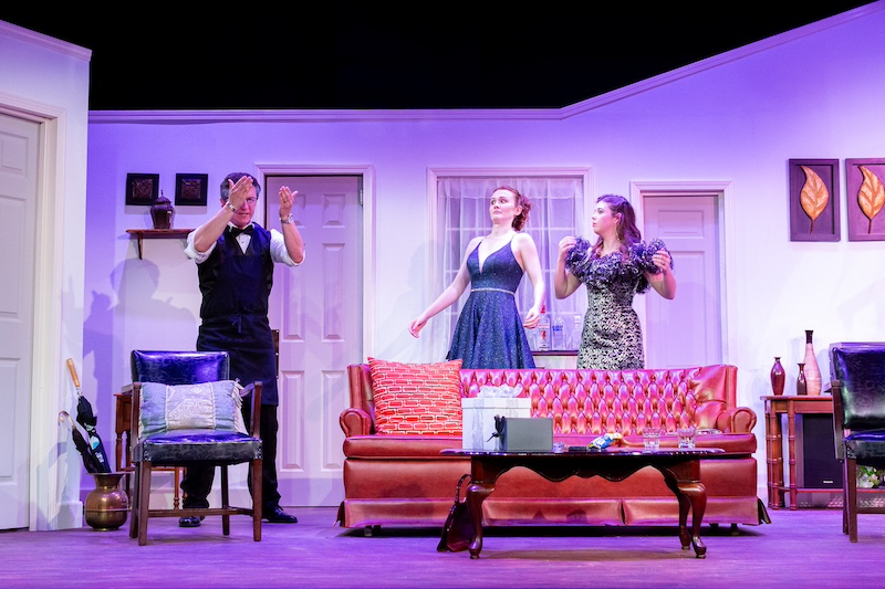Perry RogersColby Davis, Briley Dempsey, Camilla Raper cast of Rumors on stage at the Backdoor Playhouse