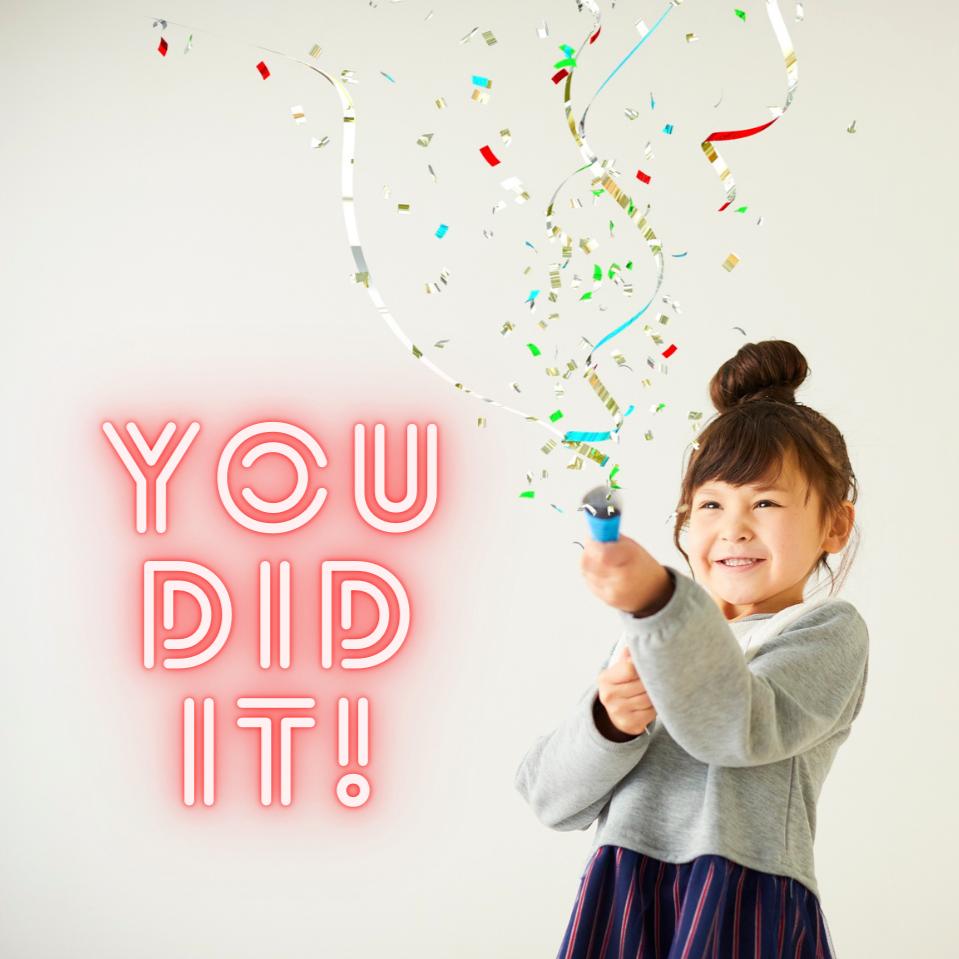 You did it Kid releasing confetti