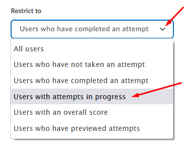 Select option from Restrict to drop-down