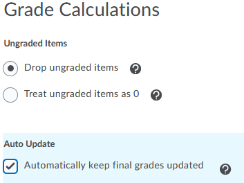 Grade Calculation Options