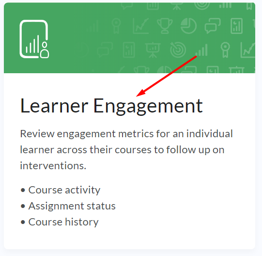 Learner engagement dashboard tile