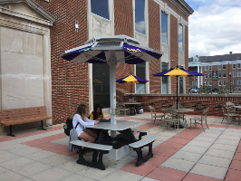a solar table on the South Patio of the U.C.