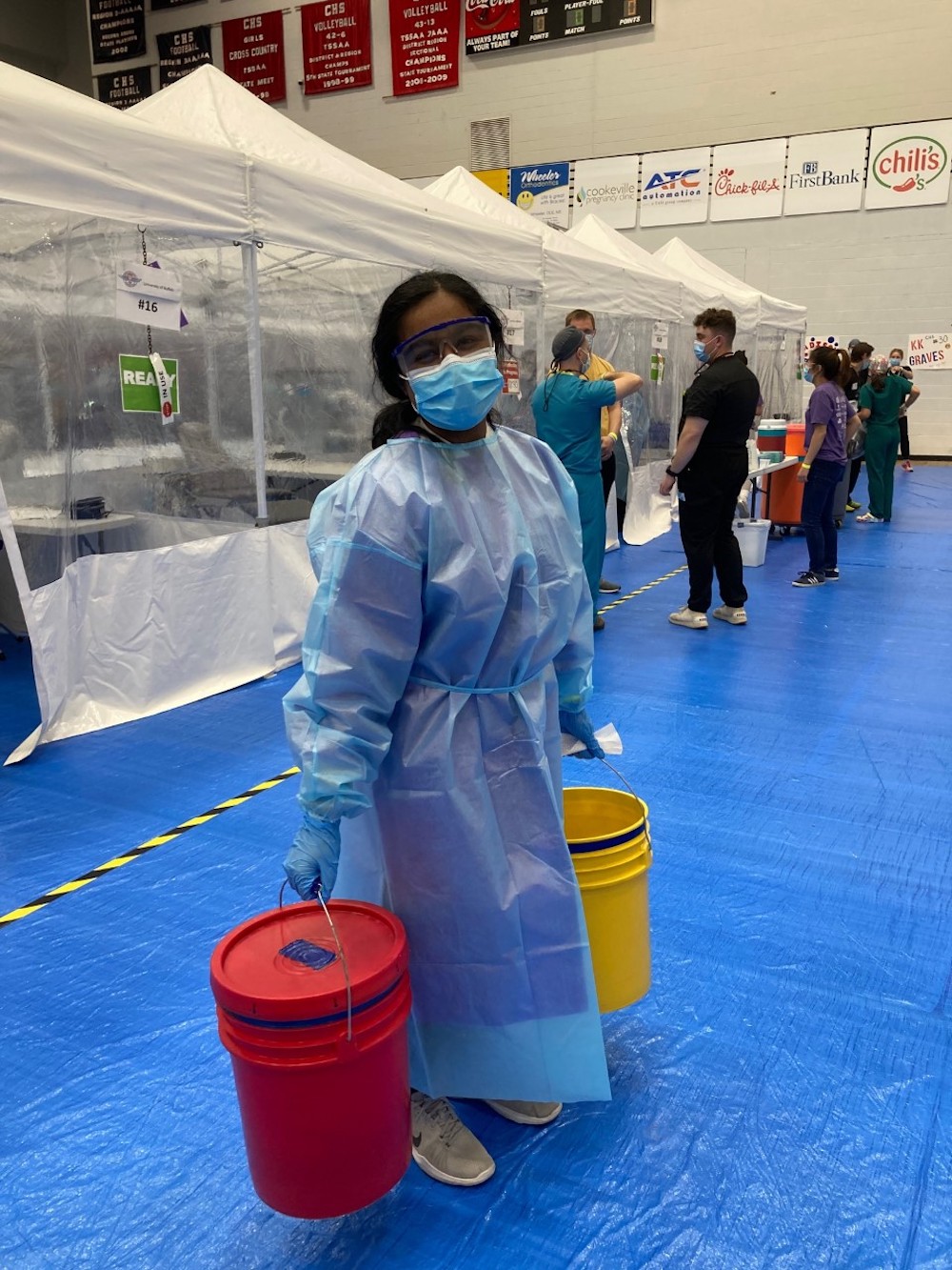 free clinic worker masked up