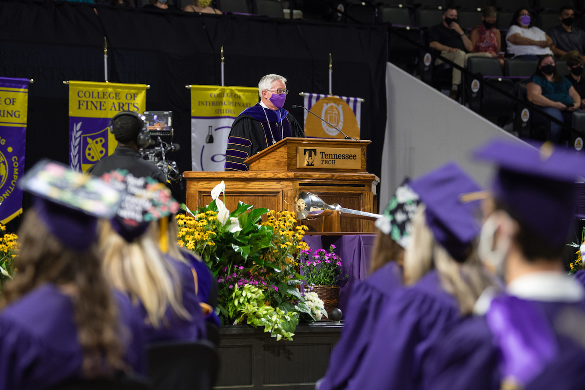 More than 600 students came to campus to participate in three separate commencement ceremonies on Saturday at the Hooper Eblen Center. 