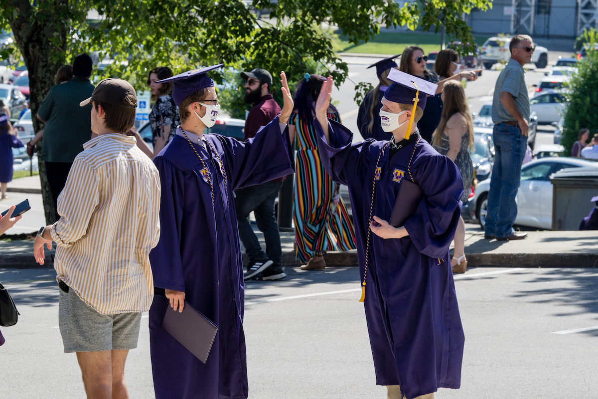 More than 600 students came to campus to participate in three separate commencement ceremonies on Saturday at the Hooper Eblen Center. 