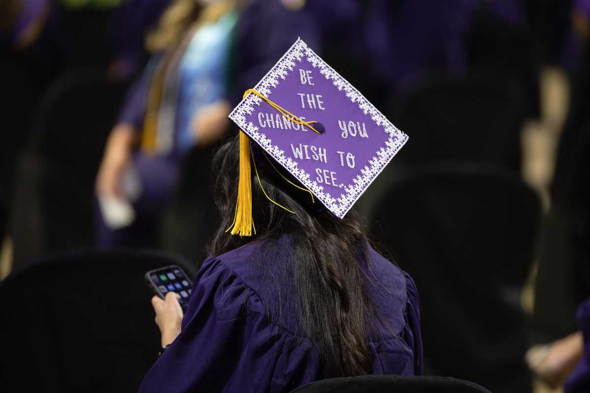 More than 600 students came to campus to participate in three separate commencement ceremonies on Saturday at the Hooper Eblen Center. 