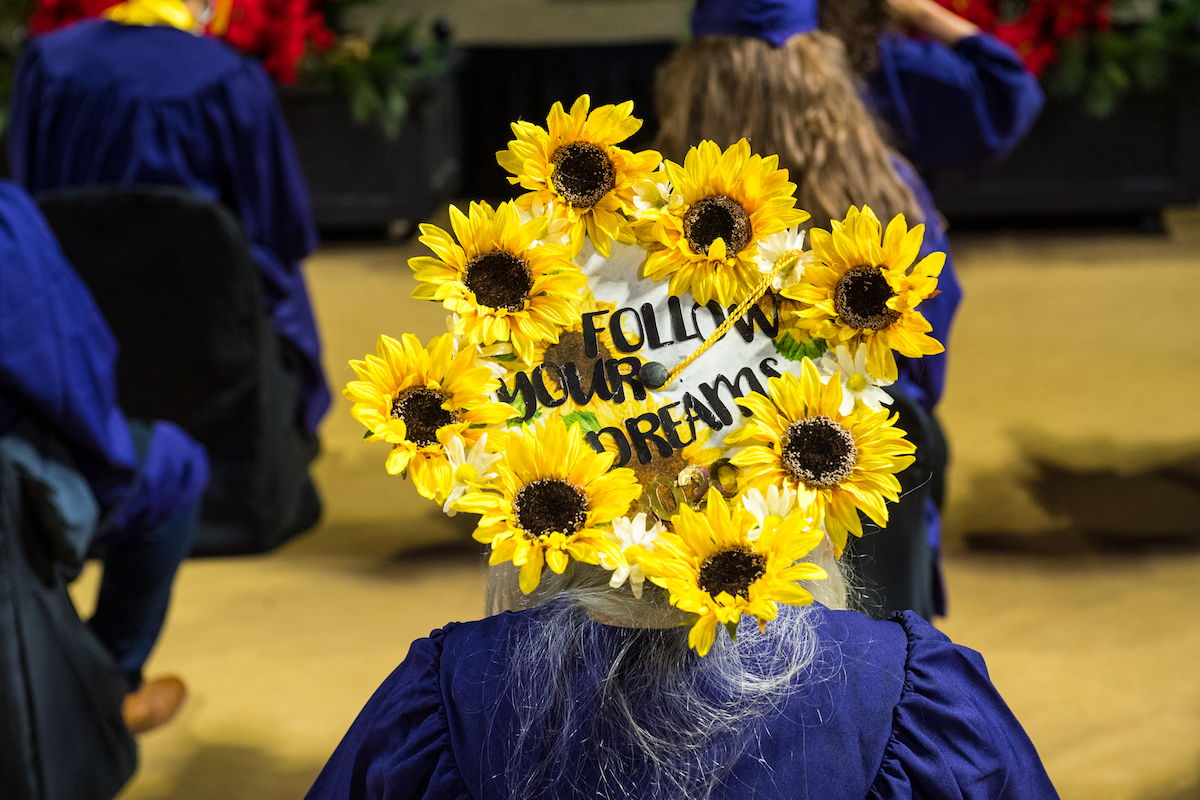 Almost 700 students came to campus with family and friends to celebrate Fall 2020 commencement ceremonies at the Hooper Eblen Center. 