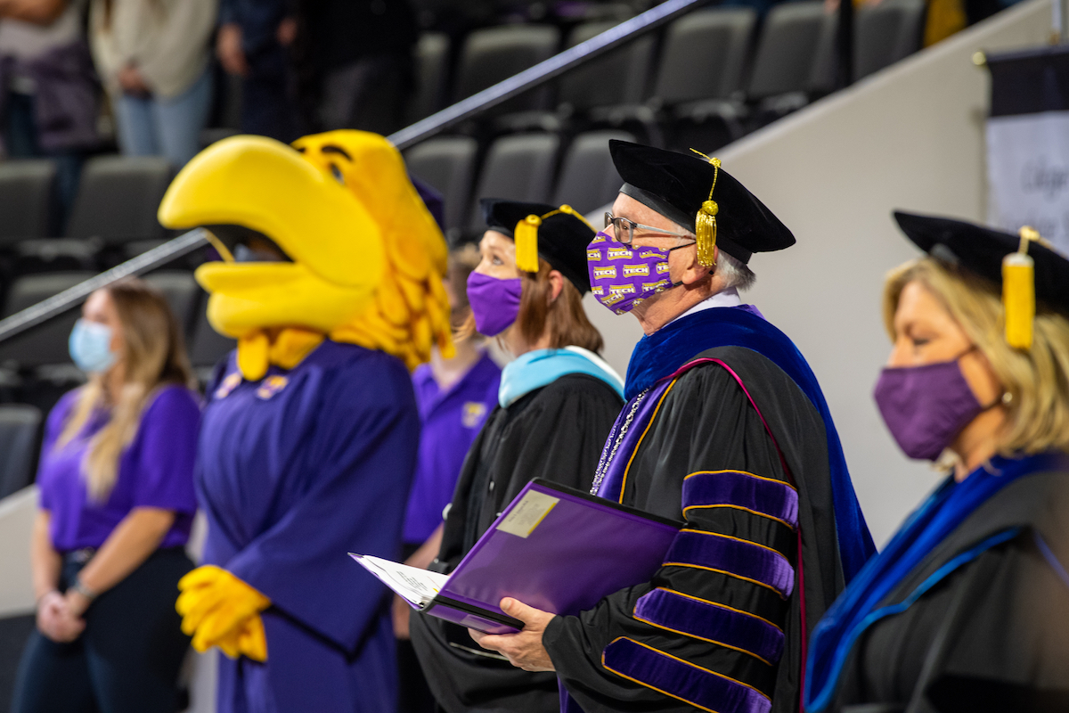 Almost 700 students came to campus with family and friends to celebrate Fall 2020 commencement ceremonies at the Hooper Eblen Center. 