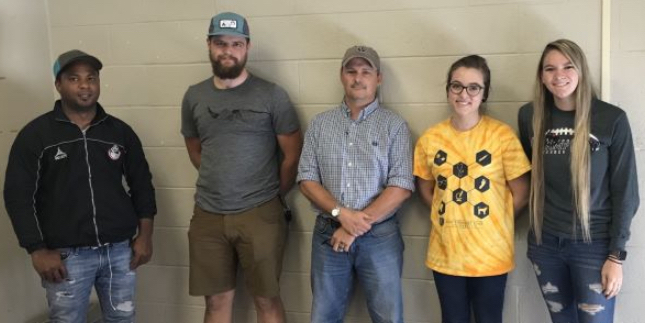 The team of (from left) Dayro Martinez, Stephen De Troye, Christopher Gray, Megan Wesemann and Shelby Kilgore helped create a custom-made hybrid spinal support for Miracle, a one-year-old girl who was born 15 weeks premature with cerebral palsy.